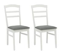 vidaXL Dining Chair 2 pcs White and Grey Solid Rubber Wood