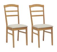 vidaXL Dining Chair 2 pcs Natural and Light Solid Rubber Wood