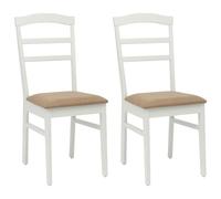 vidaXL Dining Chair 2 pcs White and Brown Solid Rubber Wood
