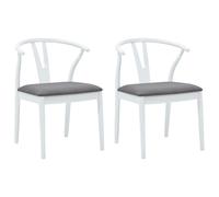 vidaXL Set of 2 White and Grey Rubberwood Curved Vintage Dining Chairs - Multi - Wilko