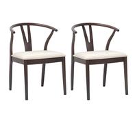 vidaXL Set of 2 Light Brown Rubberwood Vintage Dining Chairs - Wilko