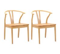 vidaXL Dining Chair 2 pcs Natural Solid Rubber Wood
