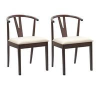 vidaXL Dining Chair 2 pcs Light Brown and Light Solid Rubber Wood