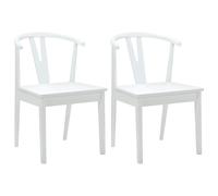 vidaXL Dining Chair 2 pcs White and White Solid Rubber Wood