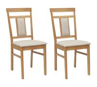 vidaXL Dining Chair 2 pcs Natural and Light Solid Rubber Wood