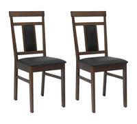 vidaXL Dining Chair 2 pcs Light Brown and Black Solid Rubber Wood