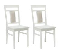 Dining Chair 2pcs White Solid Rubber Wood 36x44.5x91.5cm Vintage Cushioned Pair