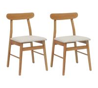 vidaXL Dining Chair 2 pcs Natural and Light Solid Rubber Wood
