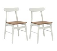 vidaXL Dining Chair 2 pcs White and Natural 43 x 44.5 x 77 cm