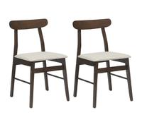 vidaXL Dining Chair 2 pcs Dark Brown and Light Solid Rubber Wood