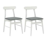vidaXL Dining Chair 2 pcs White and Grey Solid Rubber Wood