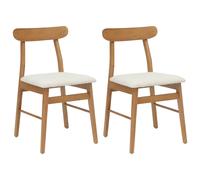 vidaXL Dining Chair 2 pcs Natural and Light Solid Rubber Wood
