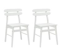 vidaXL Dining Chair 2 pcs White Solid Rubber Wood