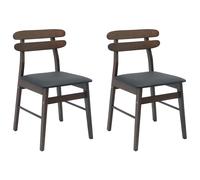 vidaXL Set of 2 Light Brown and Black Rubberwood Rectilinear Vintage Dining Chairs - Wilko