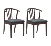 vidaXL Set of 2 Light Brown and Black Rubberwood Vintage Dining Chairs - Wilko