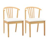 vidaXL Dining Chair 2 pcs Natural and White Solid Rubberwood
