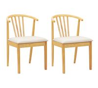 vidaXL Dining Chair 2 pcs Natural and Light Solid Rubberwood
