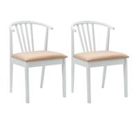 vidaXL Dining Chair 2 pcs White and Brown Solid Rubberwood