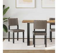 Dining Chair 2pc Black Wash Kubu Rattan Solid Mahogany 46x55x84 cm Highback Set
