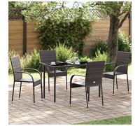 Dining chair 2pc brown PE rattan stackable outdoor with steel frame 55.5x53.5x95