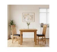 Dining Chair 2pc Solid Oak Wood Black Foam Seat 45x59.5x100cm Modern Set Comfort