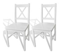 Dining Chair 2pc White Pine Wood 41.5x45.5x85.5cm Ergonomic Seat 44.5cm Back41cm