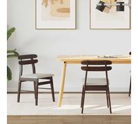 Dining Chair 2pcs Light Brown Solid Rubberwood 43.5x44.5x77.5 Cushioned Set