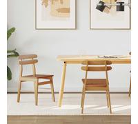 Dining Chair 2pcs Natural Solid Rubberwood 43.5x44.5x77.5cm Padded s