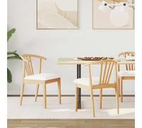vidaXL Set of 2 Natural and White Rubberwood Vintage Dining Chairs - Brown - Wilko