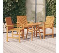 Dining Chair 2pcs Solid Acacia Wood Natural 62x59x88cm Fishbone Chevron Arm