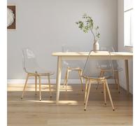 Dining Chair 2pcs Transparent PET Seat Metal Legs 46x52x84cm Ergonomic withPads
