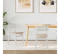 vidaXL Set of 2 White and Brown Rubberwood Rectilinear Vintage Dining Chairs - Multi - Wilko