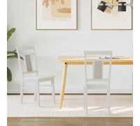 Dining Chair 2pcs White Solid Rubber Wood 36x44.5x91.5cm Vintage Cushioned Pair