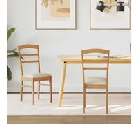 vidaXL Dining Chair 2 pcs Natural and Light Solid Rubber Wood