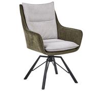 Dining Chair Swivel ANNEBERG Chenille Light Grey/ Dark Green