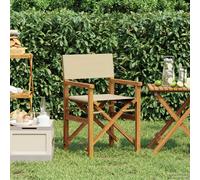 Dining Chair Beige Solid Teak Wood Folding 56x54x87cm Polyester Seat Armrest Sun