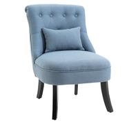 Dining Chair Blue Fabric Upholstered 52.5x69x82cm Solid Wood Legs Metal Tufted.