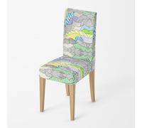 Dining Chair Covers Abstract Green Seat Covers for Dining Chairs Polyester Spandex Stretch Removable Washable Seat Protectors for Daily Use Hotel Restaurant (Set of 8)