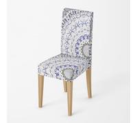 Dining Chair Covers Bohemian Blue Seat Covers for Dining Chairs Polyester Spandex Stretch Removable Washable Seat Protectors for Daily Use Hotel Restaurant (Set of 8)