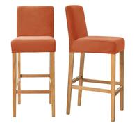 Dining Chair Covers Elastic Bar Stools With Backrests Chair Covers, Made Of Thickened Velvet, With Elastic Band At The Bottom (Orange), 2-Piece Set.