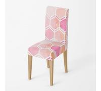 Dining Chair Covers Geometric Pink Orange Seat Covers for Dining Chairs Polyester Spandex Stretch Removable Washable Seat Protectors for Daily Use Hotel Restaurant (Set of 8)