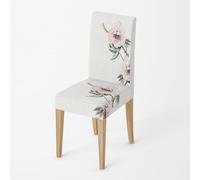 Dining Chair Covers Green Pink Flower Seat Covers for Dining Chairs Polyester Spandex Stretch Removable Washable Seat Protectors for Daily Use Hotel Restaurant (Set of 8)