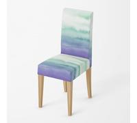 Dining Chair Covers Green Purple Seat Covers for Dining Chairs Polyester Spandex Stretch Removable Washable Seat Protectors for Daily Use Hotel Restaurant (Set of 8)