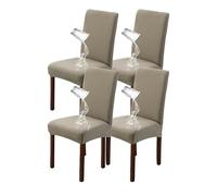Dining Chair Covers Light Brown Polyester Chair Covers Four-Piece Bedding Set, Elastic Protective Cover, Washable and Removable, Suitable for Home Chairs.