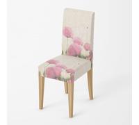 Dining Chair Covers Pink Green Flowers Seat Covers for Dining Chairs Polyester Spandex Stretch Removable Washable Seat Protectors for Daily Use Hotel Restaurant (Set of 8)