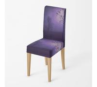 Dining Chair Covers Purple Tree Seat Covers for Dining Chairs Polyester Spandex Stretch Removable Washable Seat Protectors for Daily Use Hotel Restaurant (Set of 8)