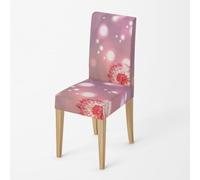 Dining Chair Covers Red Flower Seat Covers for Dining Chairs Polyester Spandex Stretch Removable Washable Seat Protectors for Daily Use Hotel Restaurant (Set of 8)
