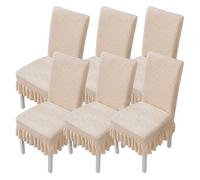 Dining Chair Covers,Removable Washable Dining Room Chair Slipcovers Set of 2/4/6,Stretch Jacquard Fabric Chair Cover with Skirt,for Home Kitchen Hotel Party Decor(Mustard Yellow,6 Set)