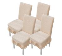 Dining Chair Covers,Removable Washable Dining Room Chair Slipcovers Set of 2/4/6,Stretch Jacquard Fabric Chair Cover with Skirt,for Home Kitchen Hotel Party Decor(Mustard Yellow,4 Set)