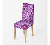 Dining Chair Covers Retro Red Mandala Seat Covers for Dining Chairs Polyester Spandex Stretch Removable Washable Seat Protectors for Daily Use Hotel Restaurant (Set of 8)